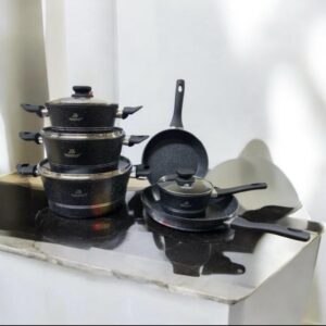 Batterie de Cuisine en Pierre Complète Sans PFOA Anti-Adhésif pour Tous les Feux Qualité Allemande Haute Performance et Durabilité