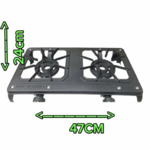 luxury Rechaud à gaz 4 pieds en fonte 2 emplacements 47cm de long 24cm de large pour cuisine pratique et durable