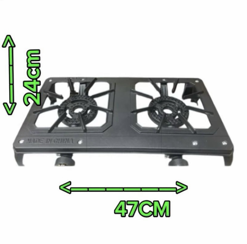 luxury Rechaud à gaz 4 pieds en fonte 2 emplacements 47cm de long 24cm de large pour cuisine pratique et durable