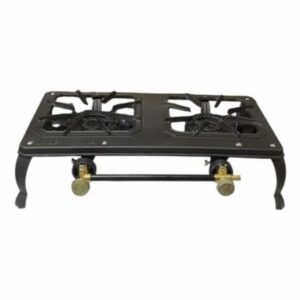 luxury Rechaud à gaz 4 pieds en fonte 2 emplacements 47cm de long 24cm de large pour cuisine pratique et durable