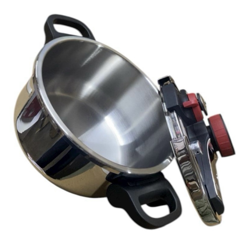 Luxury Cocotte minute 4 litres avec poignet rétractable haute qualité acier inox 10/10, facile d’utilisation système de sécurité et blocage de la vapeur, tout feux induction – Image 2