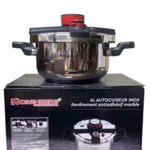 Rozenberg Cocotte Minute 4 Litres Système Automatique Inox 18/10 Intérieur en Pierre Anti-adhésif Sans PFOA Technologie Allemande